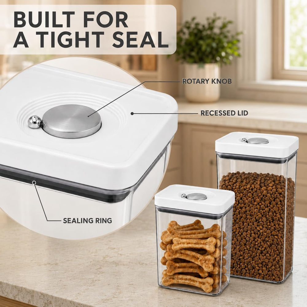 UFORU Dog and Cat Food Storage Containers, 3.1 and 4.4 Qt Airtight 2-Pack