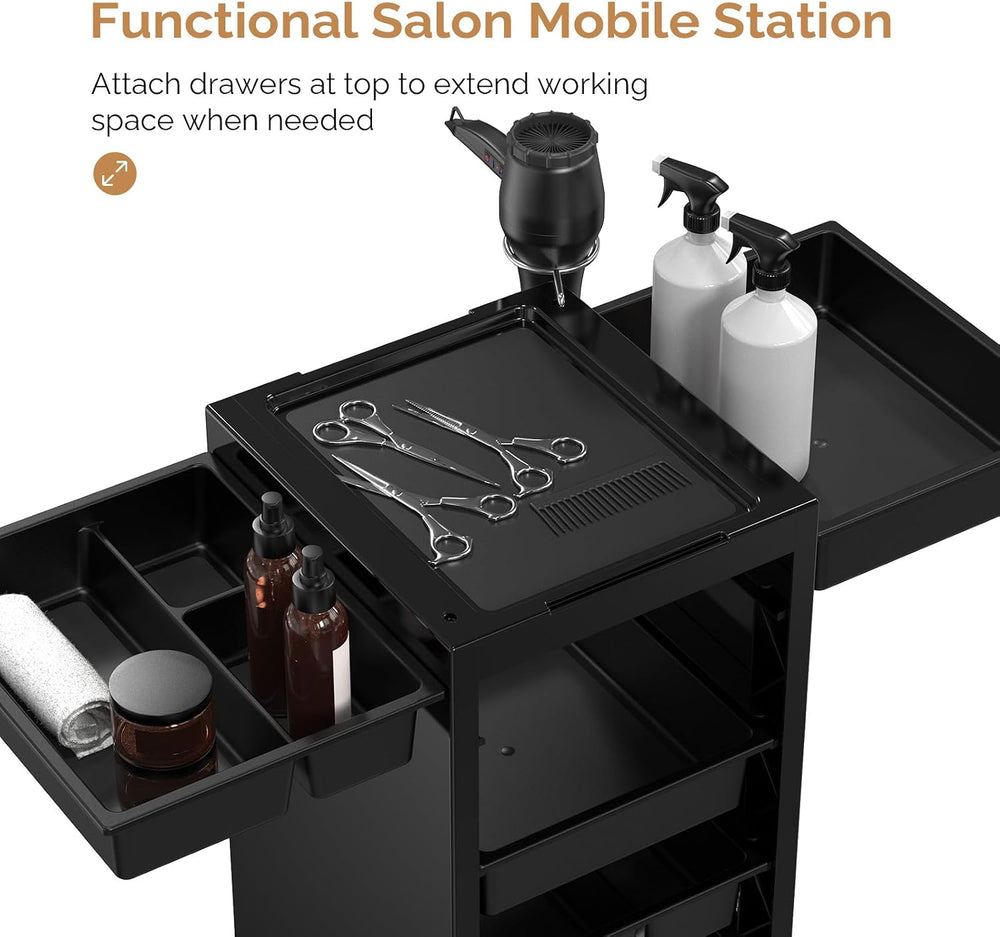 OmySalon Salon Trolley Cart with Wheels & 6 Drawers, Hair Cart Organizer ...