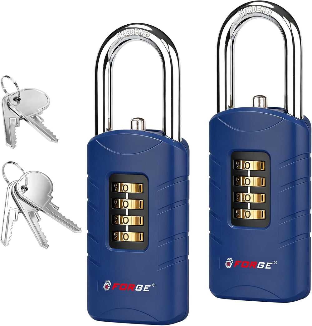 Forge 4-Digit Combination Padlock with Backup Keys, Recover Forgotten Code, W...
