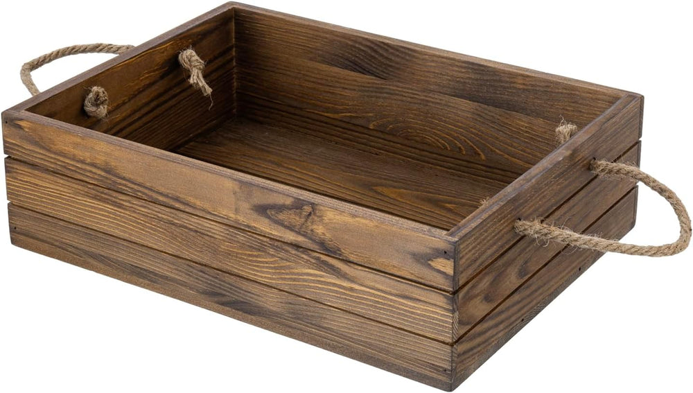 MyGift 15 Inch Rustic Wood Storage Box, Farmhouse Crate with Handles