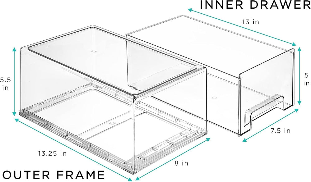 Sorbus Clear Storage Drawers for Refrigerator (Wide + Narrow Deep, 6 Pack)