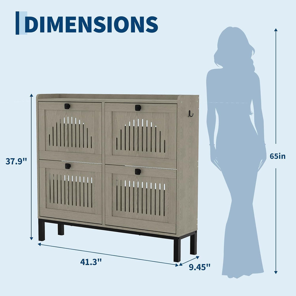 Garvee 4 Flip Drawer Shoe Cabinet with Adjustable Shelves, Hidden Shoe Organi...