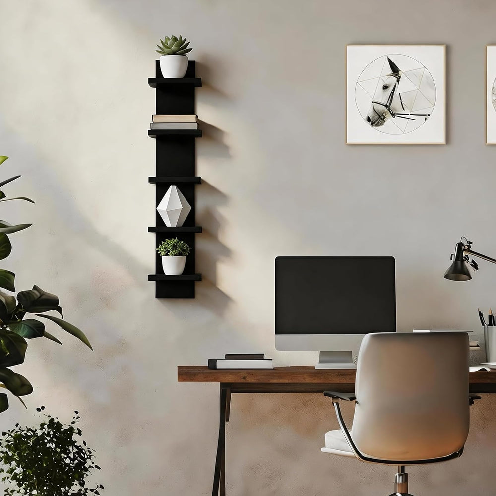 Homaterial Small 5 Tier Wall Shelves, Black