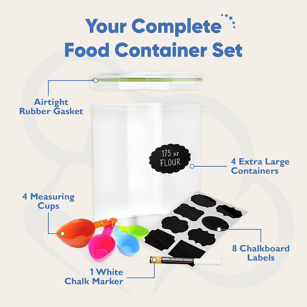 Chef's Path Kitchen Storage Box Set of 4 Extra Large Airtight Food Storag...