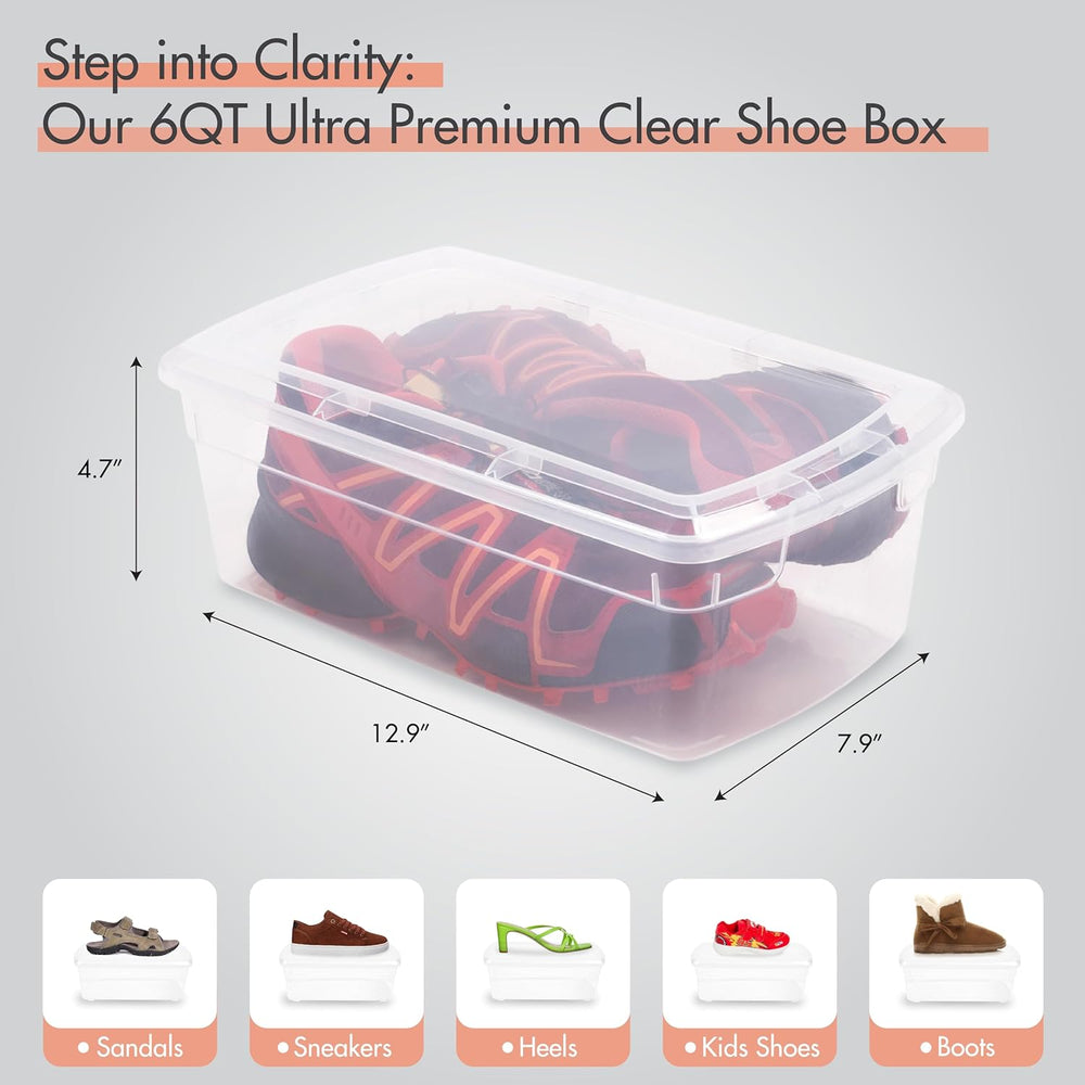 ORGANIZE-IT!,Pack of 24-6QT Ultra Premium Clear Shoe Box, Modular Storage Box...
