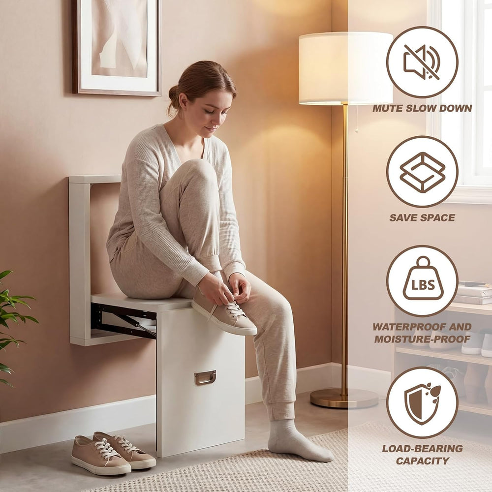 Geelin 1 Pcs Wall Mounted Folding Chair, Modern Entryway Shoe Changing Stool,...