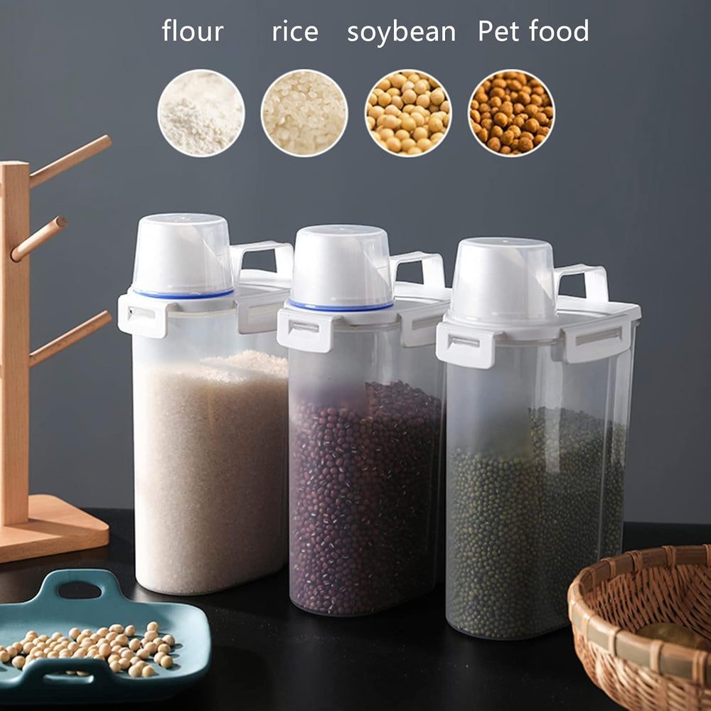 5.5 Lbs Rice Airtight Dry Food Storage Container Set of 4, Rice Storage Bin C...