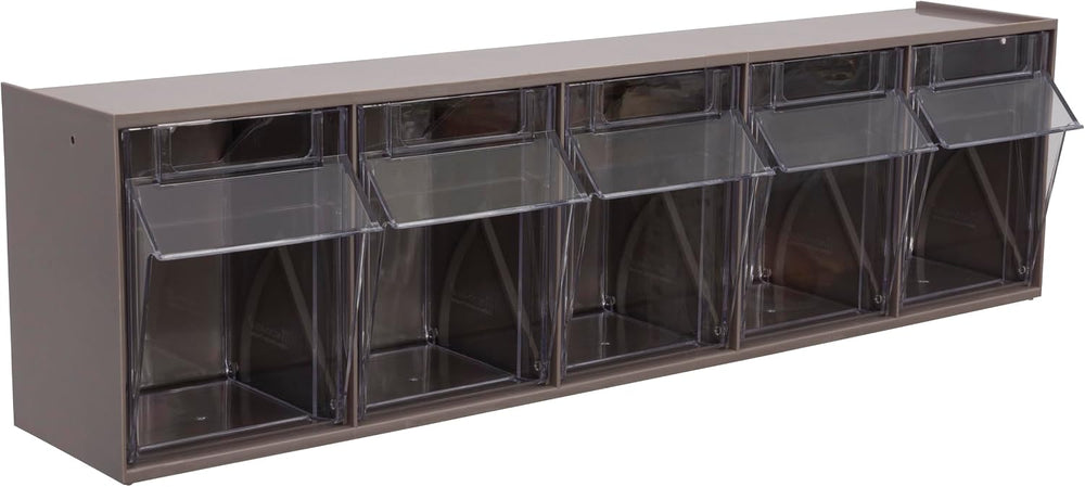 Akro-Mils TiltView Plastic Storage Cabinet with 5 Tilt Out Bins, Horizontal P...