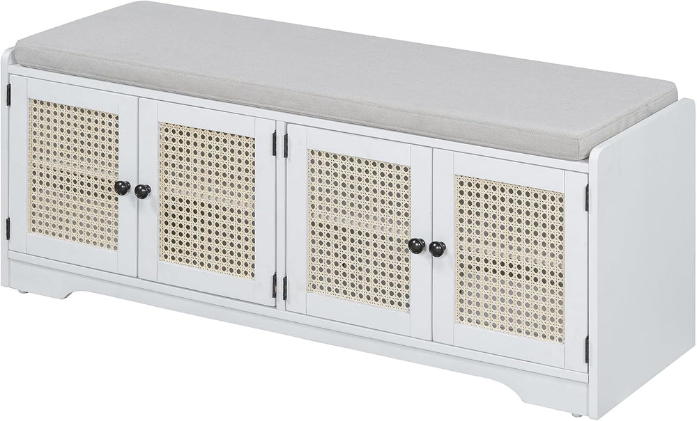 SOFTSEA 47.4" Shoe Storage Bench with Cushion, Farmhouse Entryway Bench ...