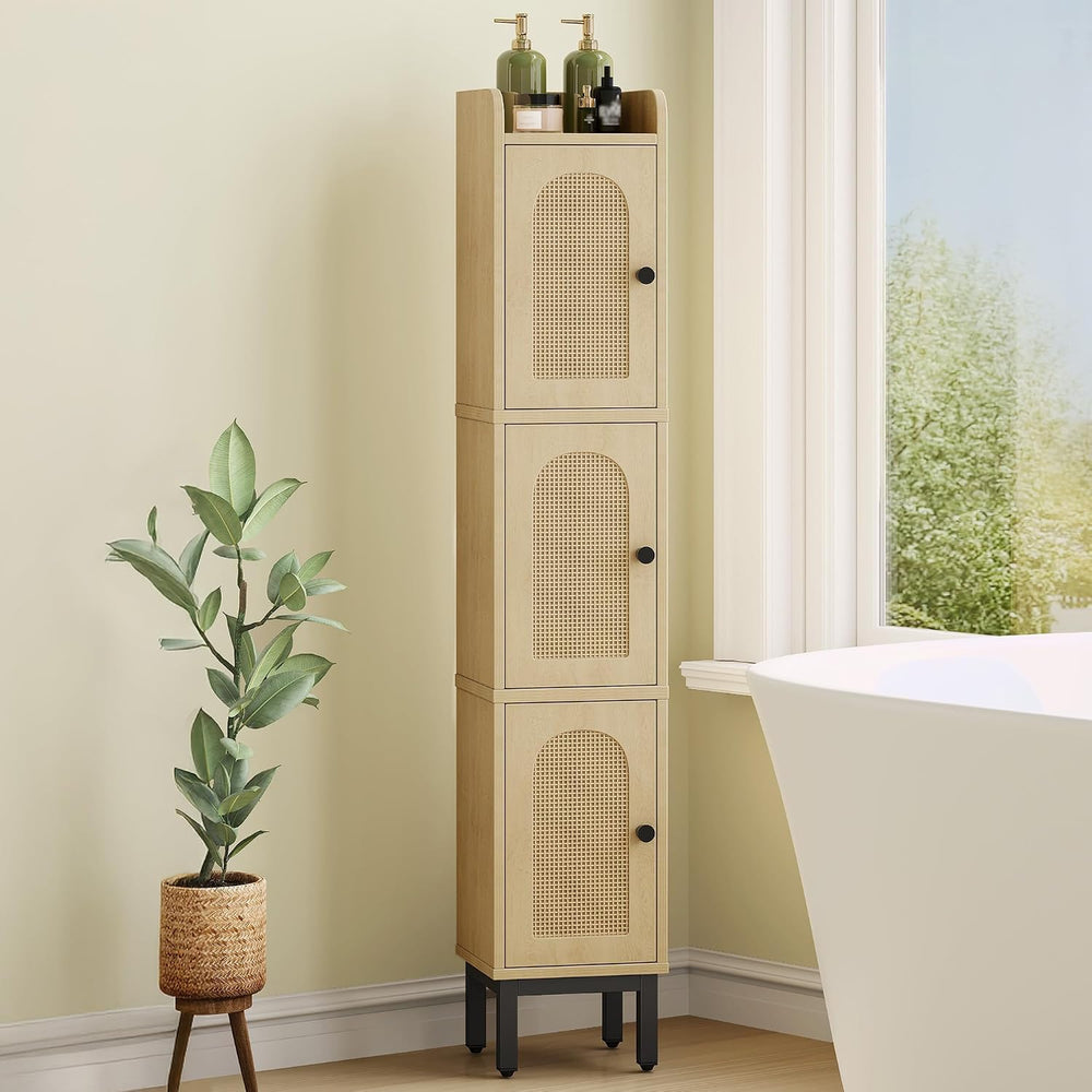 Hzuaneri Slim Bathroom Storage Cabinet, Narrow Bathroom Organizers,3 Doors