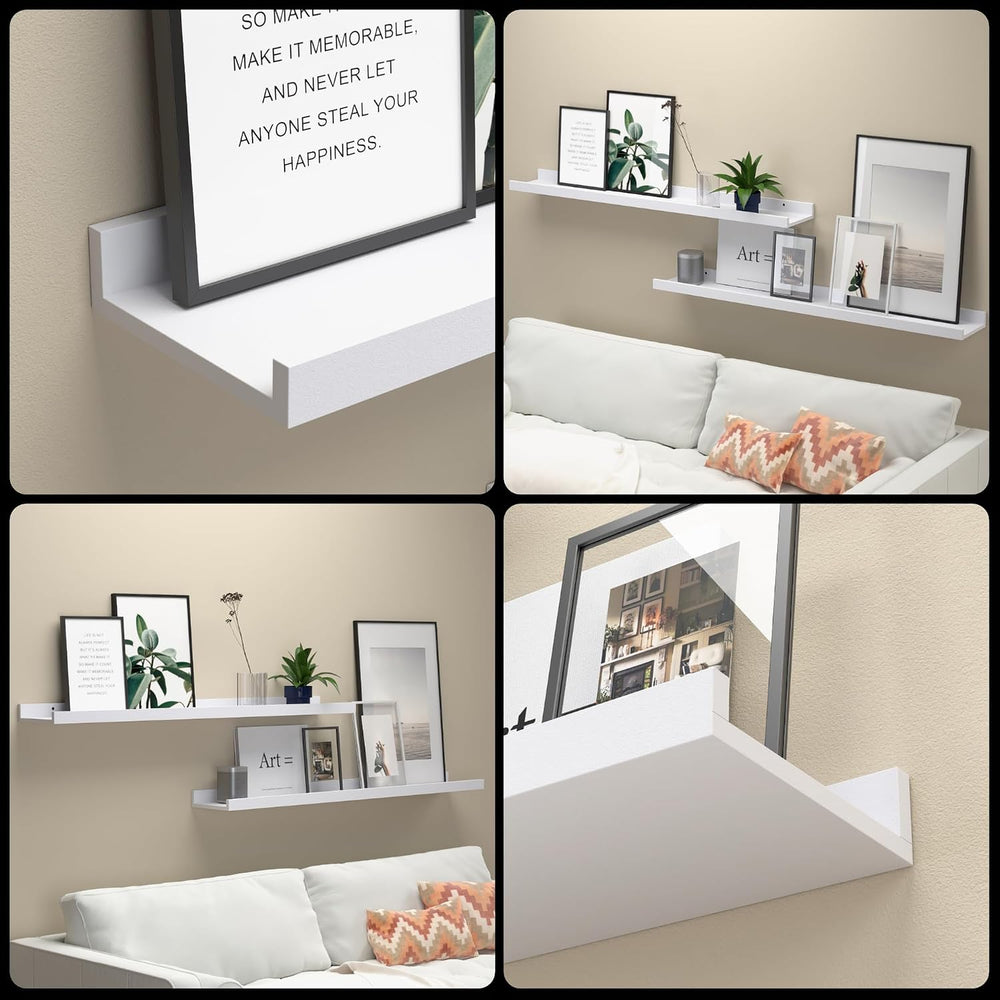 Boswillon Floating Shelves Set of 2, Long Wall Shelf with Lip, 36in, Oak