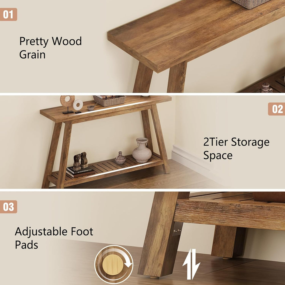 47.2" Farmhouse Console Table with 2-Tier Open Storage