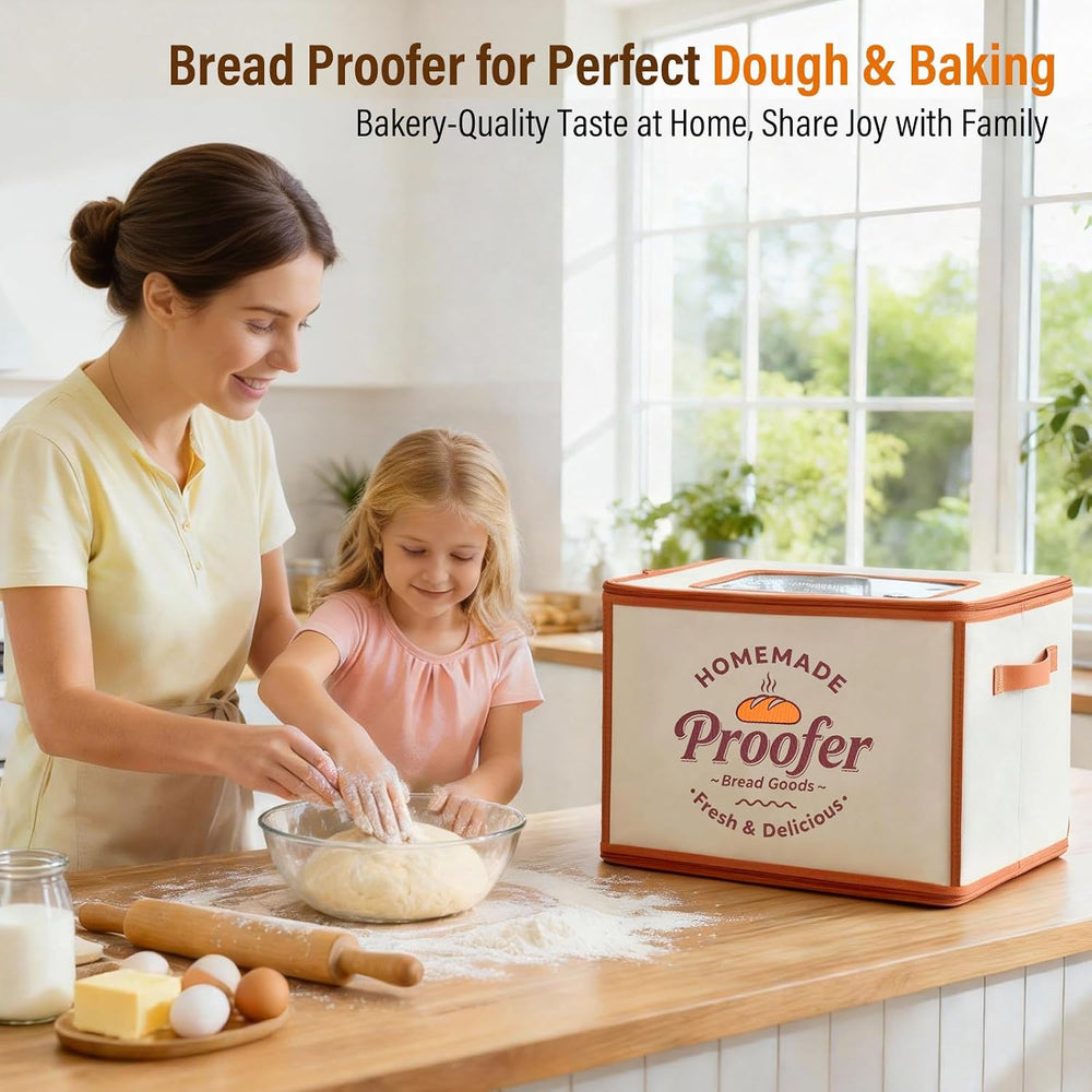 Foldable Bread Proofing Box, JOCXSPI 4-Sided Heating Dough Proofer for Sourdo...