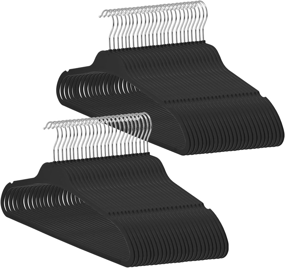 Non-Slip Rubber Coated Hangers, 50 Pack Plastic Clothes Hangers with 360° Swi...