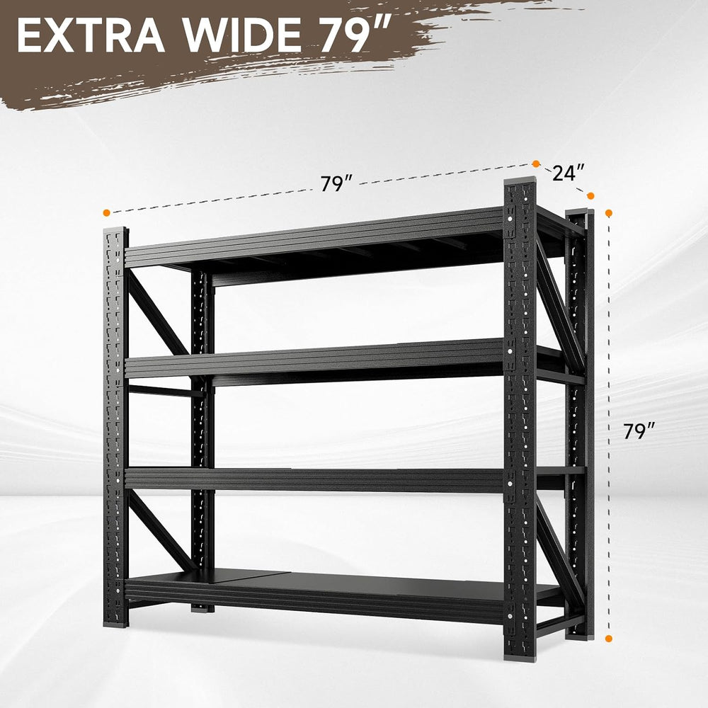 6000LBS Storage Shelves, 79" W Heavy Duty Garage Shelving Unit, Adjustab...