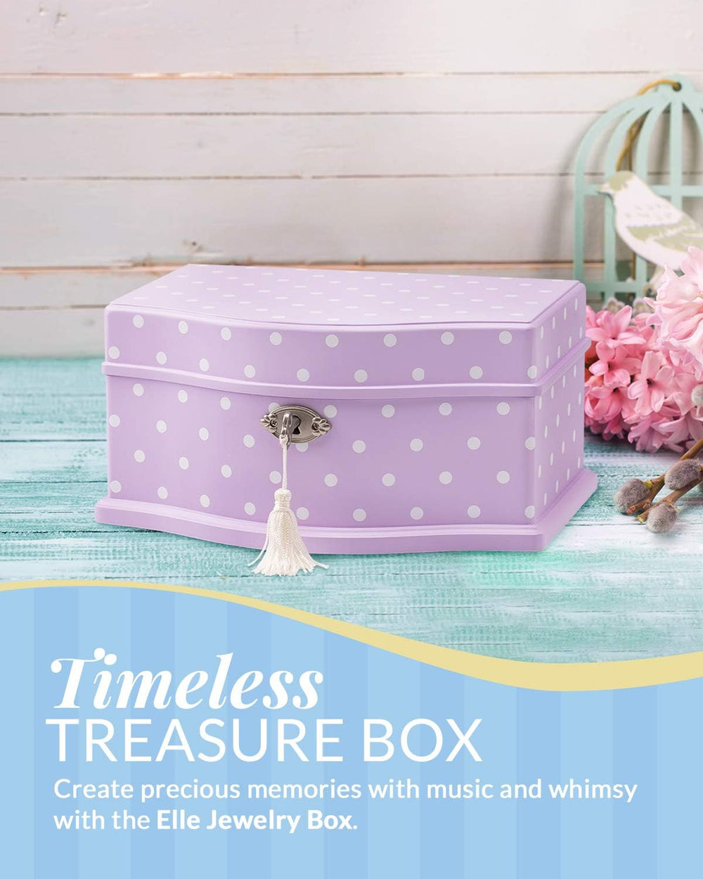 Elle Jewelry Box - Ballerina Jewelry Organizer and Swan Lake Wind-Up Music Bo...