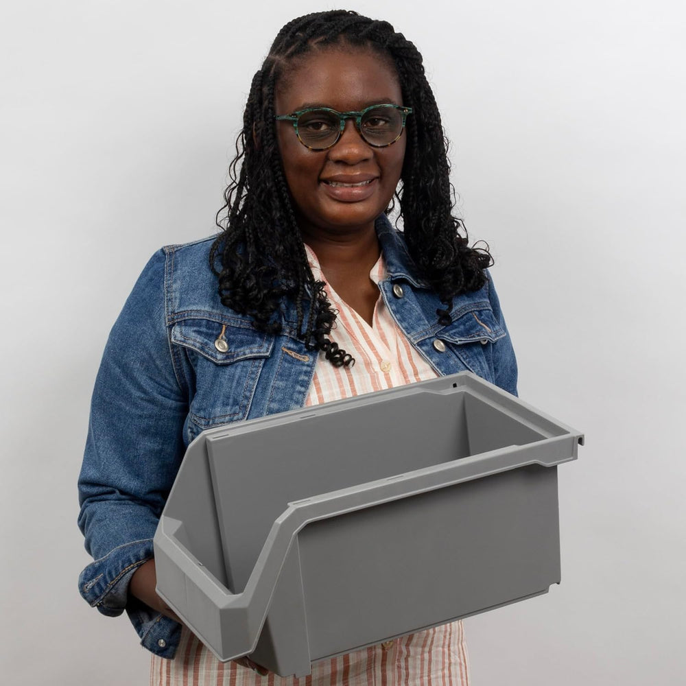 ReadySpace Large Stackable Plastic Storage Bins, 6-Pack, Grey