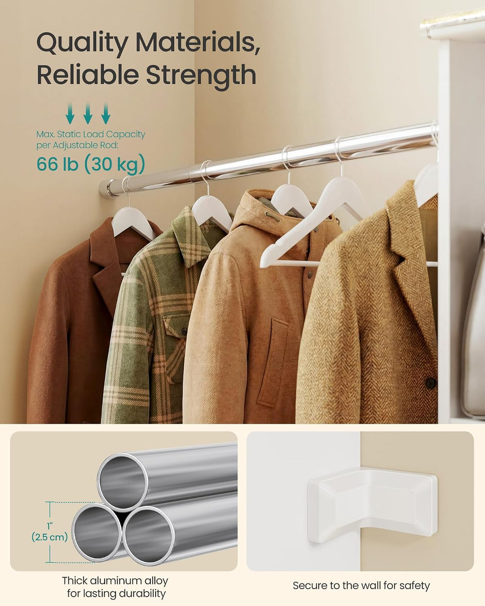 SONGMICS Closet System, Customizable Walk-In Closet Organizer System