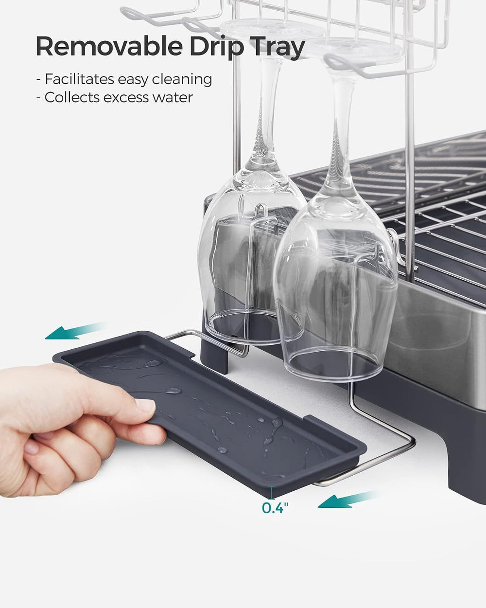 SONGMICS 2 Tier Dish Drying Rack for Kitchen Counter