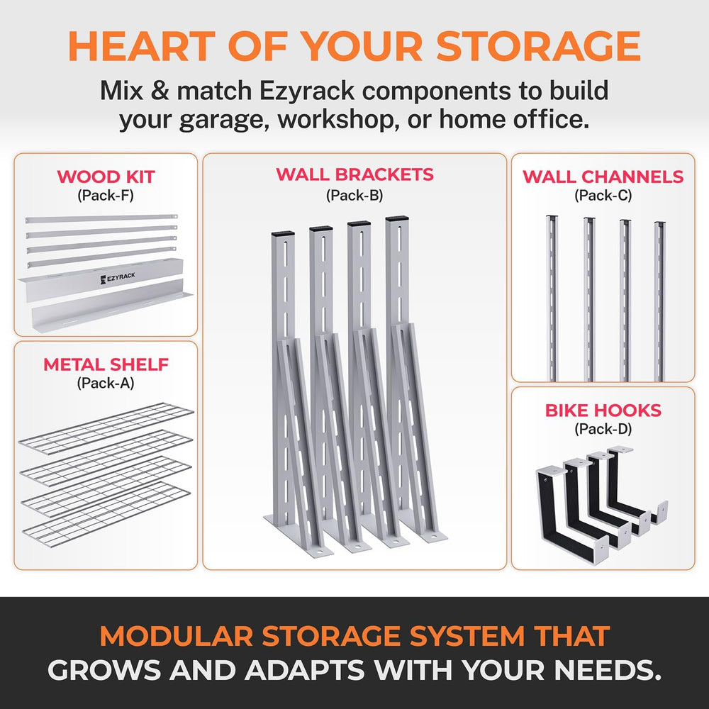 Heavy Duty Metal Brackets for Garage Wall Shelving, Modular Wall Mounted Stor...