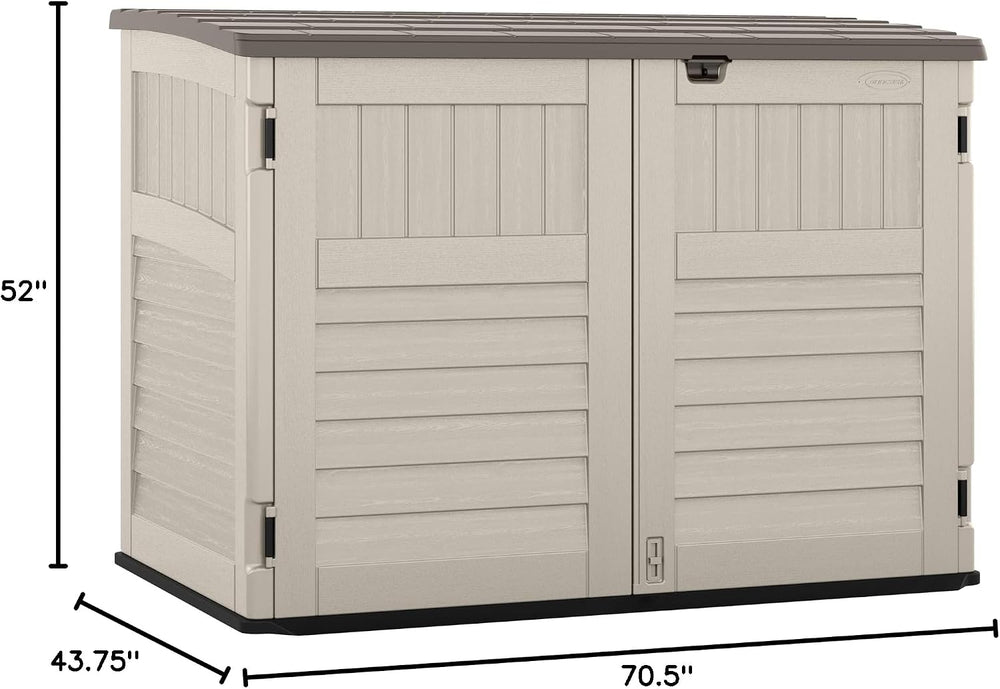 Suncast 5.9' x 3.7' Horizontal Stow-Away Storage Shed, Resin, Hinged Lid