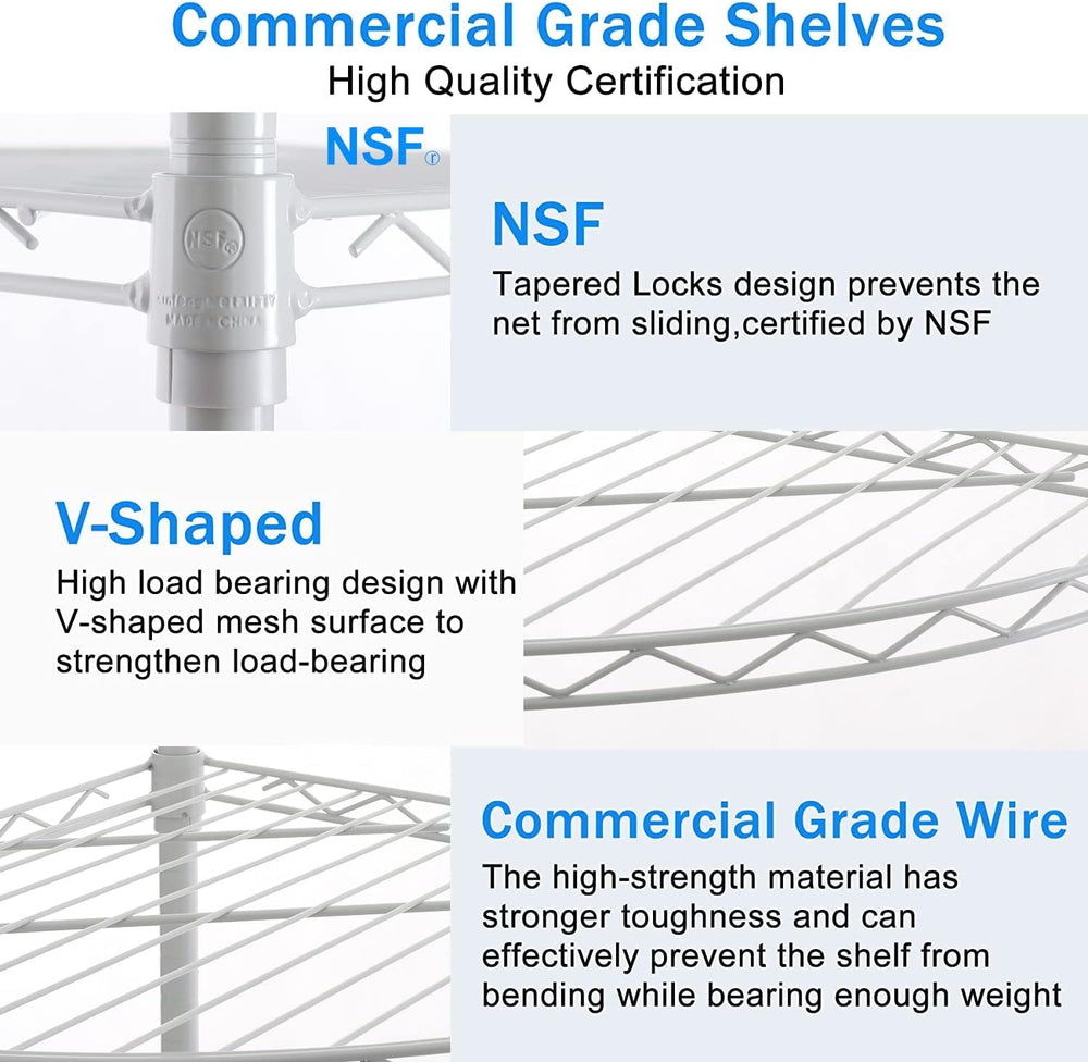 6 Tier NSF Metal Corner Shelf Wire Shelving Unit, 420lbs Capacity Heavy Duty ...