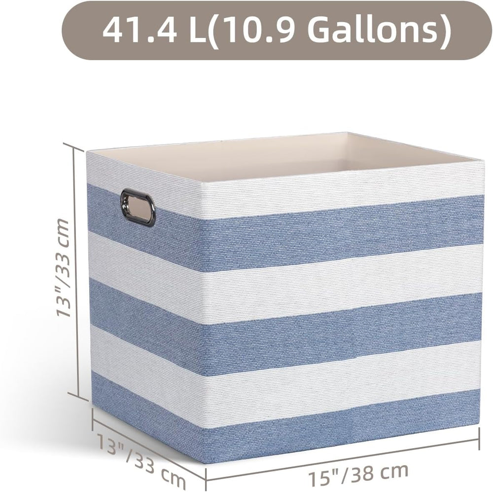 13 x 15 x 13 Inch Stripe Linen Storage Cube for Home Organizing, Pack of 4