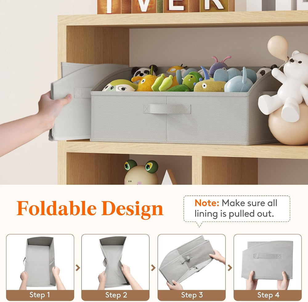 Lifewit Trapezoid Closet Storage Bin for Shelf, 6 Packs 23L, Light Gray