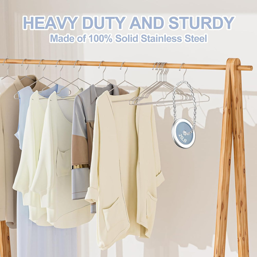 Heavy Duty 100 Pack Clothes Hangers, 16" Stainless Steel Metal