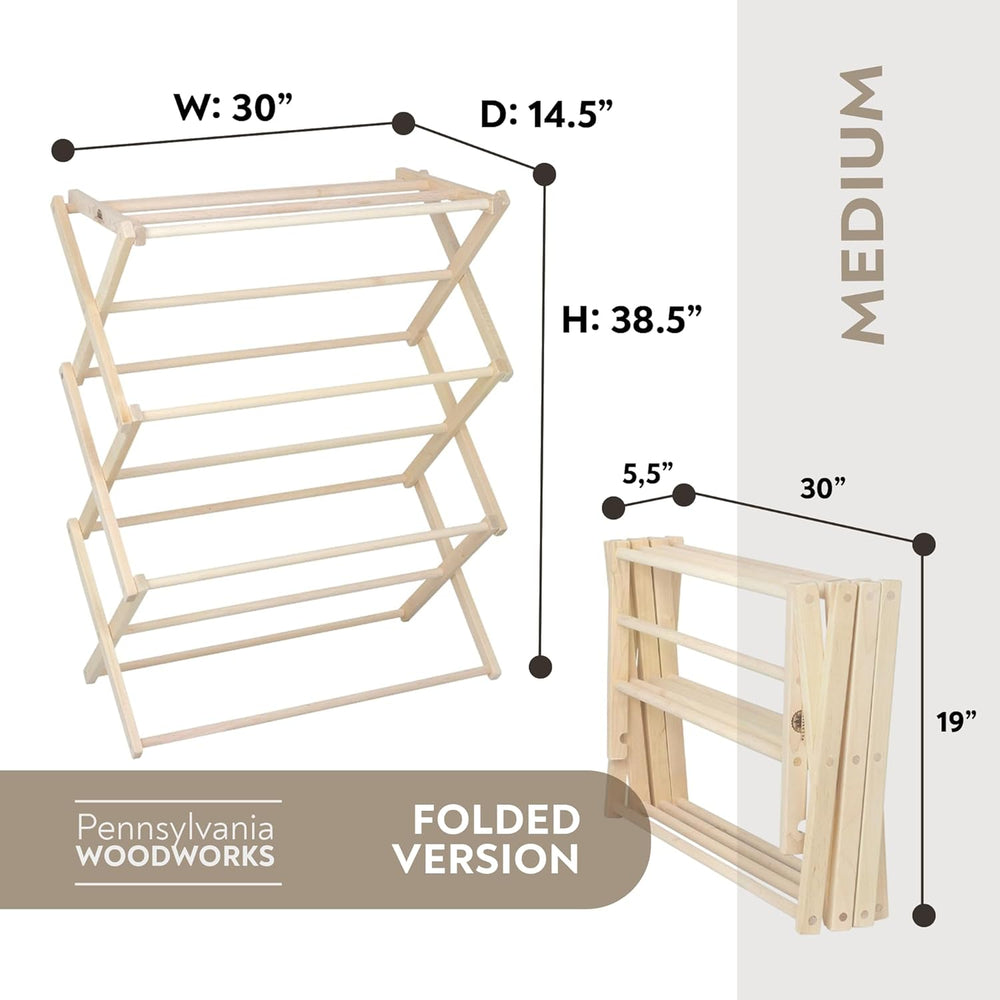 Premium American Maple Clothes Drying Rack - Handcrafted in Pennsylvania - So...