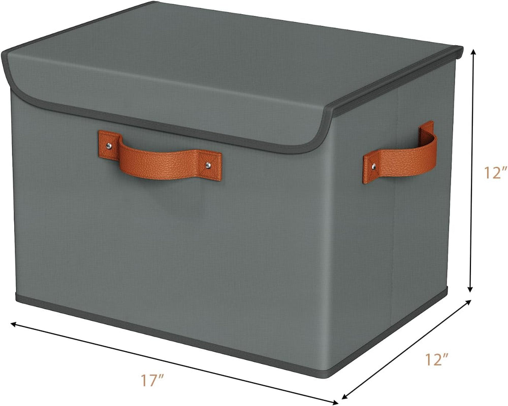 Univivi Fabric Storage Cubes with Lids, Stackable Storage Box, Grey, 3 PCS