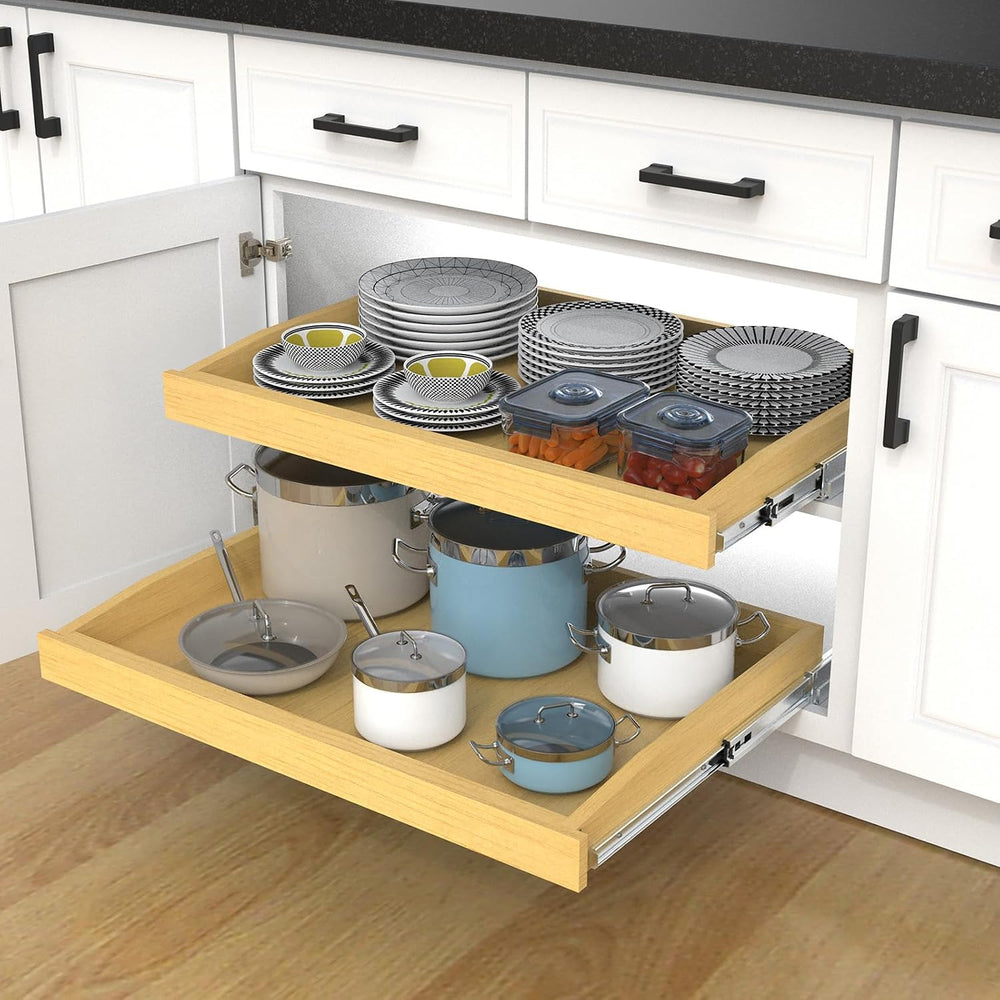 Wooden Pull out Cabinet Organizer 11" W x 21" D x 3.35" H, Hea...