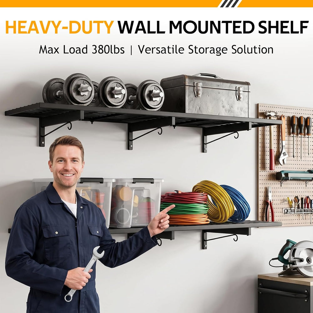 2 Pack Garage Wall Shelves, 46" x 12.5" Heavy Duty Wall Mounted She...