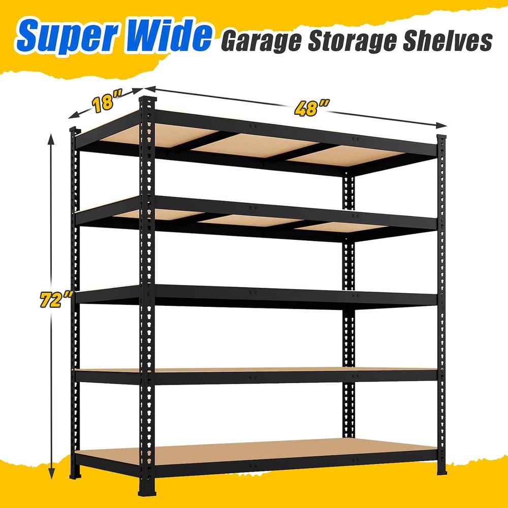 48" W x 18" D x 72" H Garage Shelving Heavy Duty - 5 Tier Meta...
