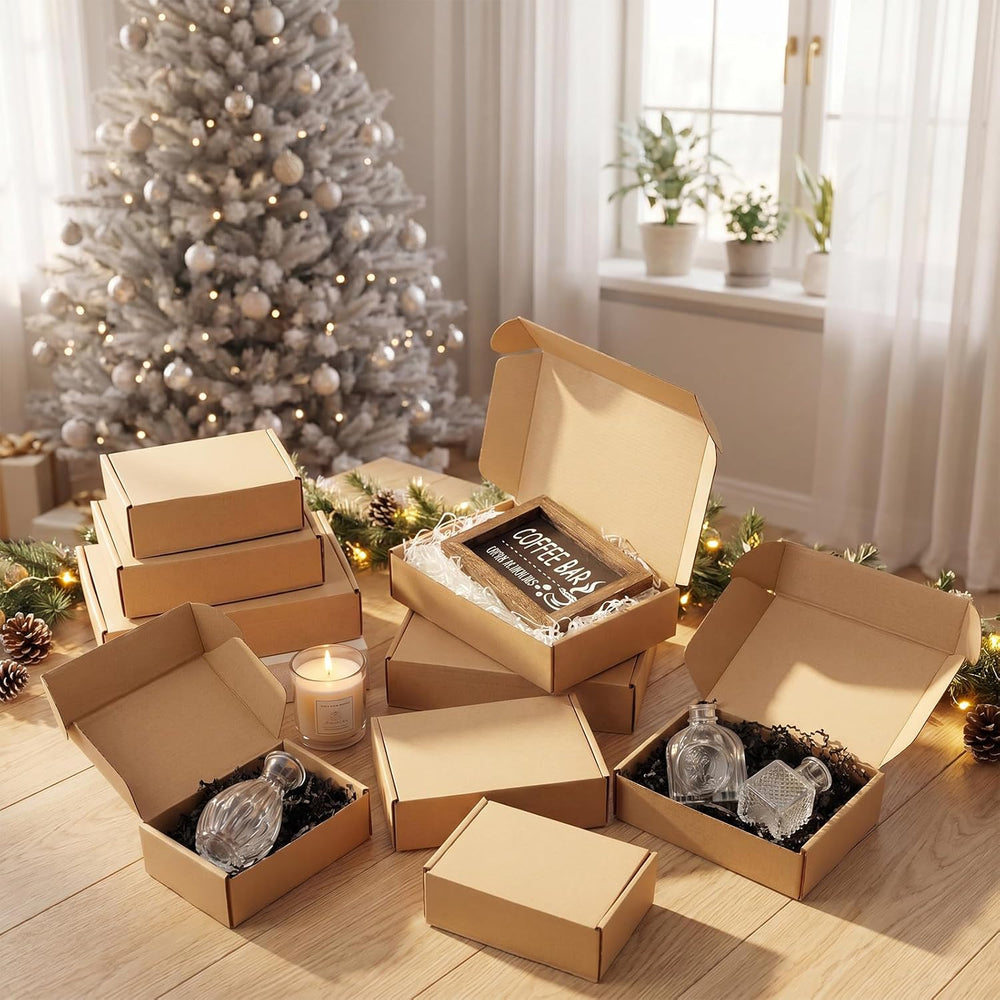 Qilery 100 Pcs Small Shipping Boxes Assorted Sizes, 6x4x2", 7x5x2",...