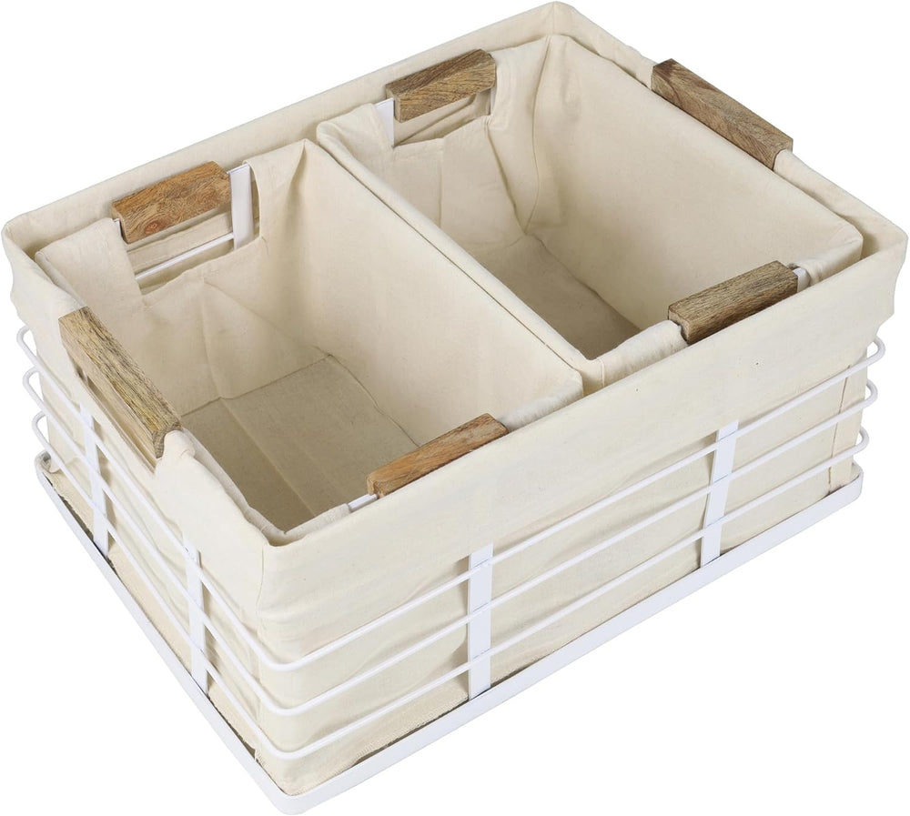 happimess Callan 3-Piece Industrial Wire Nesting Baskets 15", White