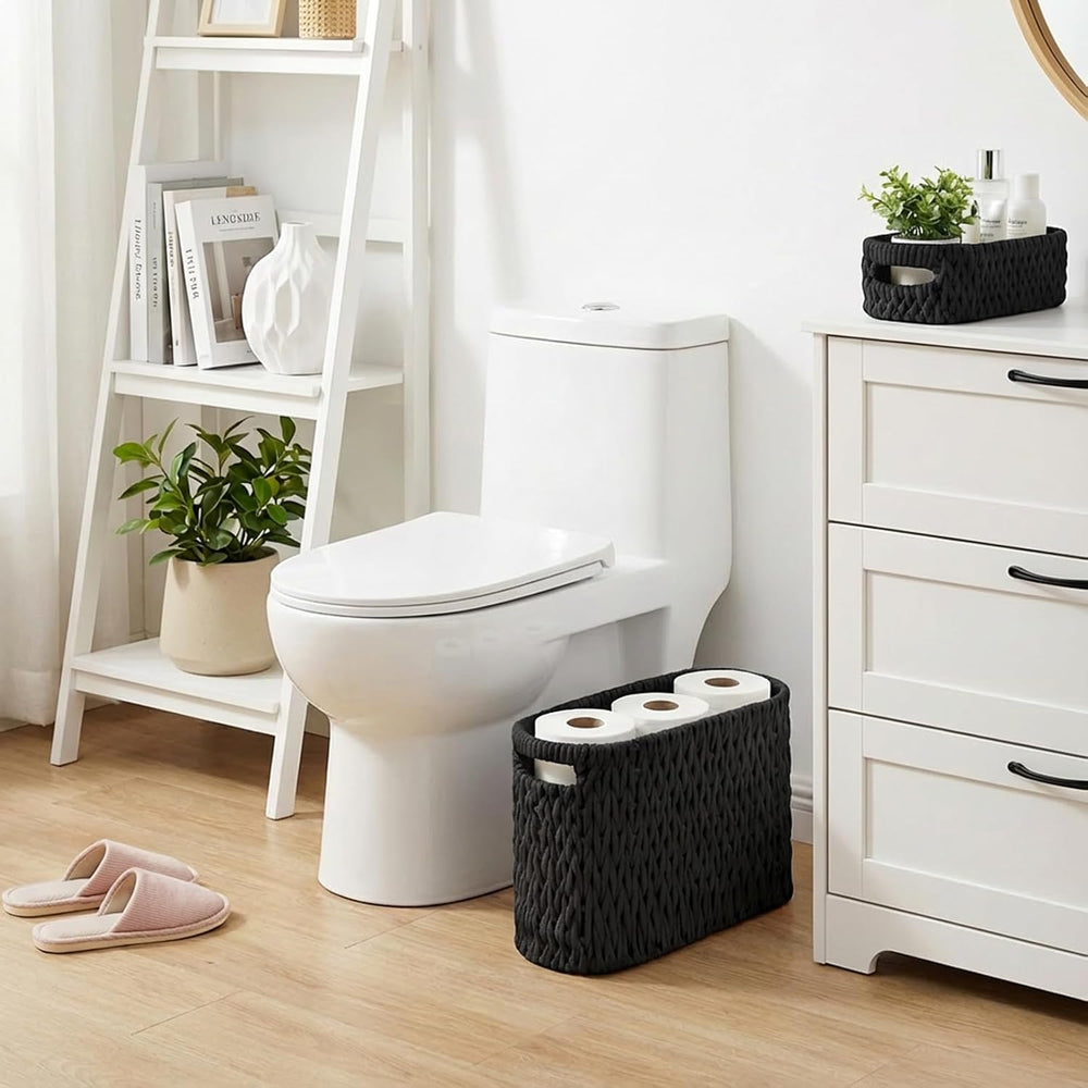 Boho Toilet Paper Storage Baskets, Cotton Rope Woven Bathroom Basket Set of 2...