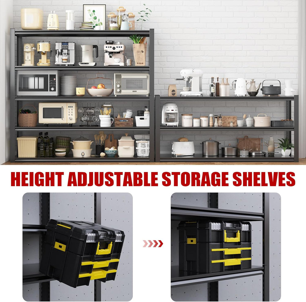 Homdox 48”W Garage Shelving, 3000LBS Heavy Duty Storage Shelves, 5 Tier Adjus...