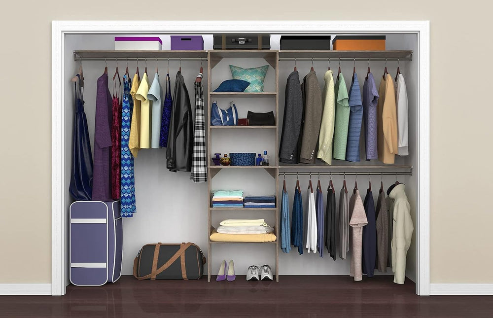 ClosetMaid SuiteSymphony Wood Closet Organizer Kit with Tower, 3 Hang Rods, T...