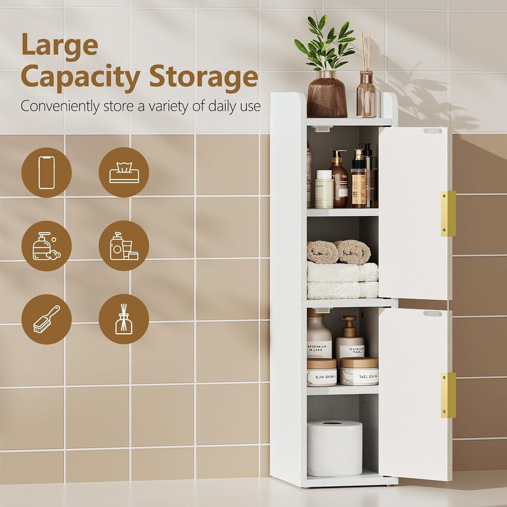 Yoobure Fluted Small Bathroom Storage Cabinet, Narrow Toilet Paper Cabinets