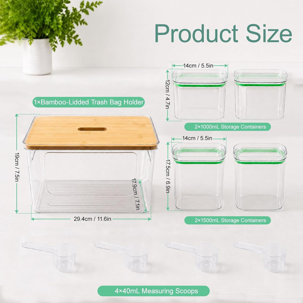 5-in-1 Trash Bag Dispenser, Laundry & Dishwasher Pods Storage Container