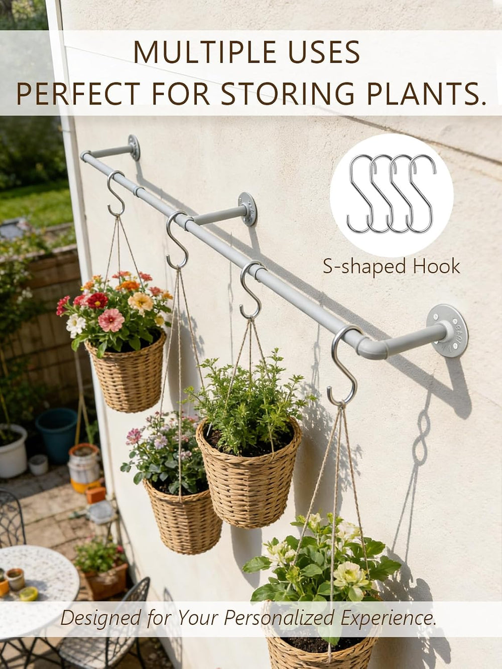 Aduanbang 65.7in Industrial Pipe Wall Mounted Clothes Rack, Heavy Duty Detach...