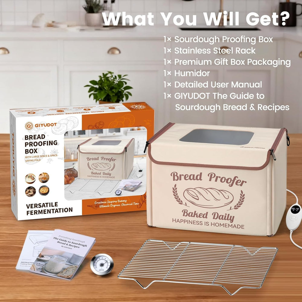 Folding Bread Proofing Box with 50-113℉ Temp Control & 48H Timer, Dough P...