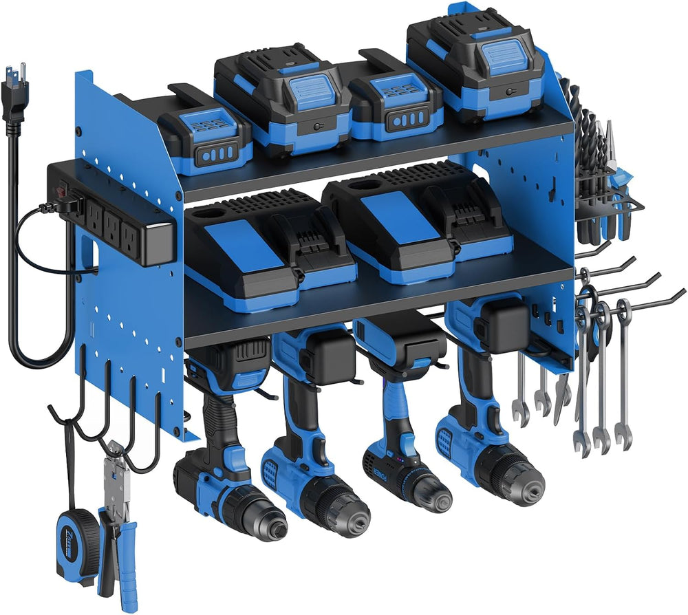 CCCEI Modular Power Tool Organizer Wall Mount with Charging, Blue, 1 Pack
