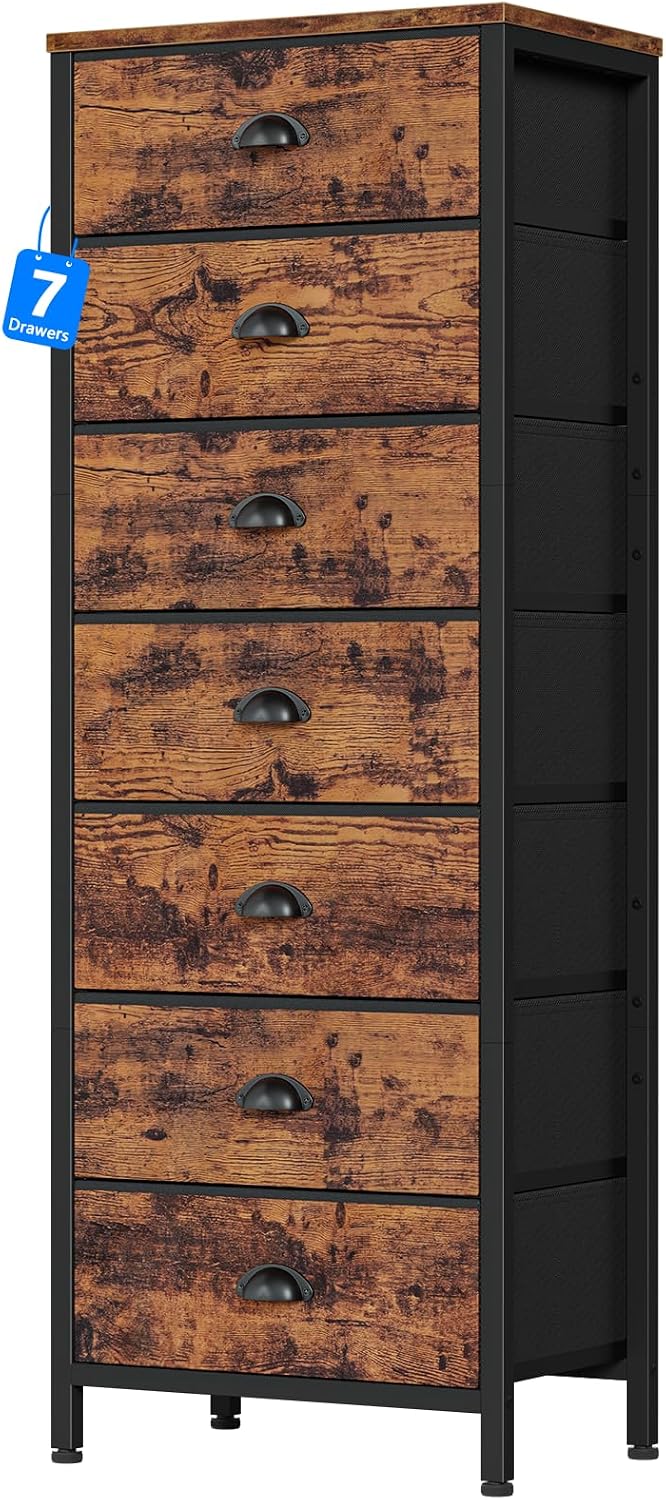 Furnulem Dresser for Bedroom, 7 Drawers Tall Chest of Drawers