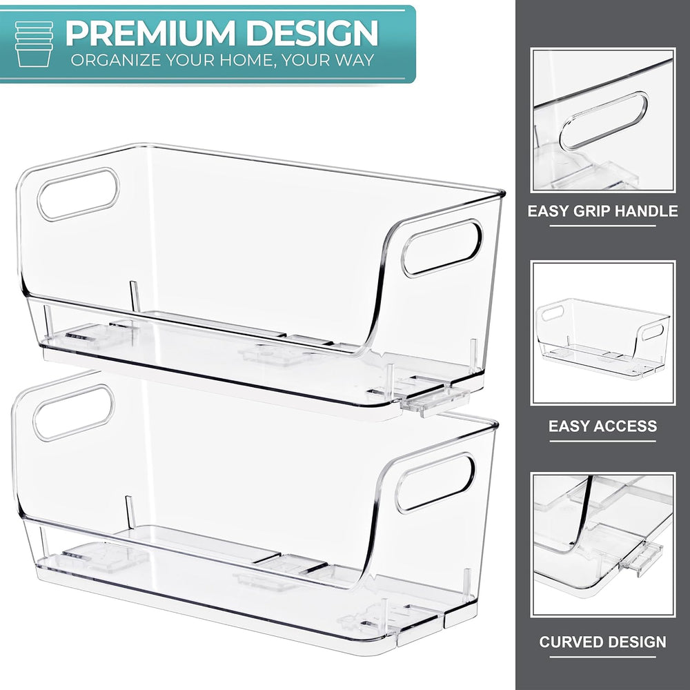 Sorbus Clear Pantry Organizer with Stackable Storage Bins, Open Front