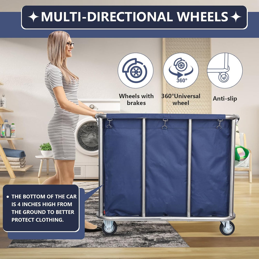 Commercial Laundry Cart with Wheels - Industrial Grade, Heavy Duty, Large Lau...