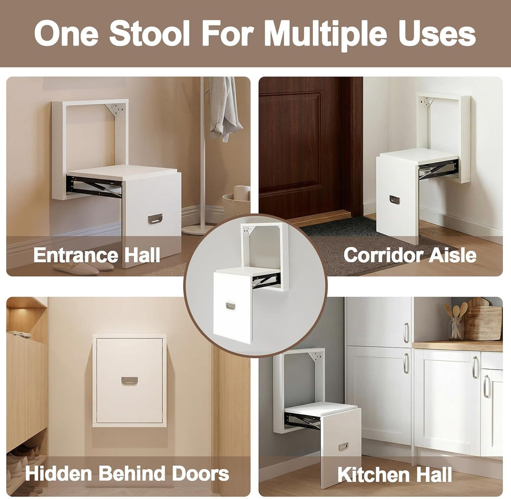 Geelin 1 Pcs Wall Mounted Folding Chair, Modern Entryway Shoe Changing Stool,...