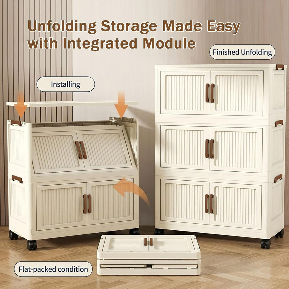124QT Modular Stackable Storage Bins with Lids, Rolling Lidded Storage Contai...