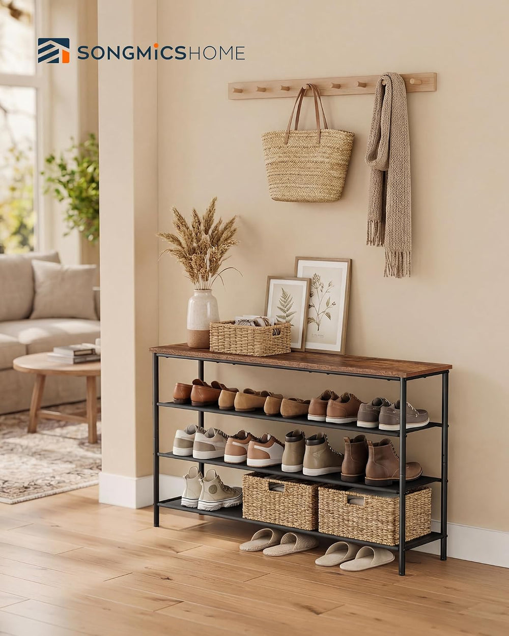 SONGMICS HOME 4-Tier Shoe Rack, Free Standing Shoe Storage Organizer, 12 x 47...